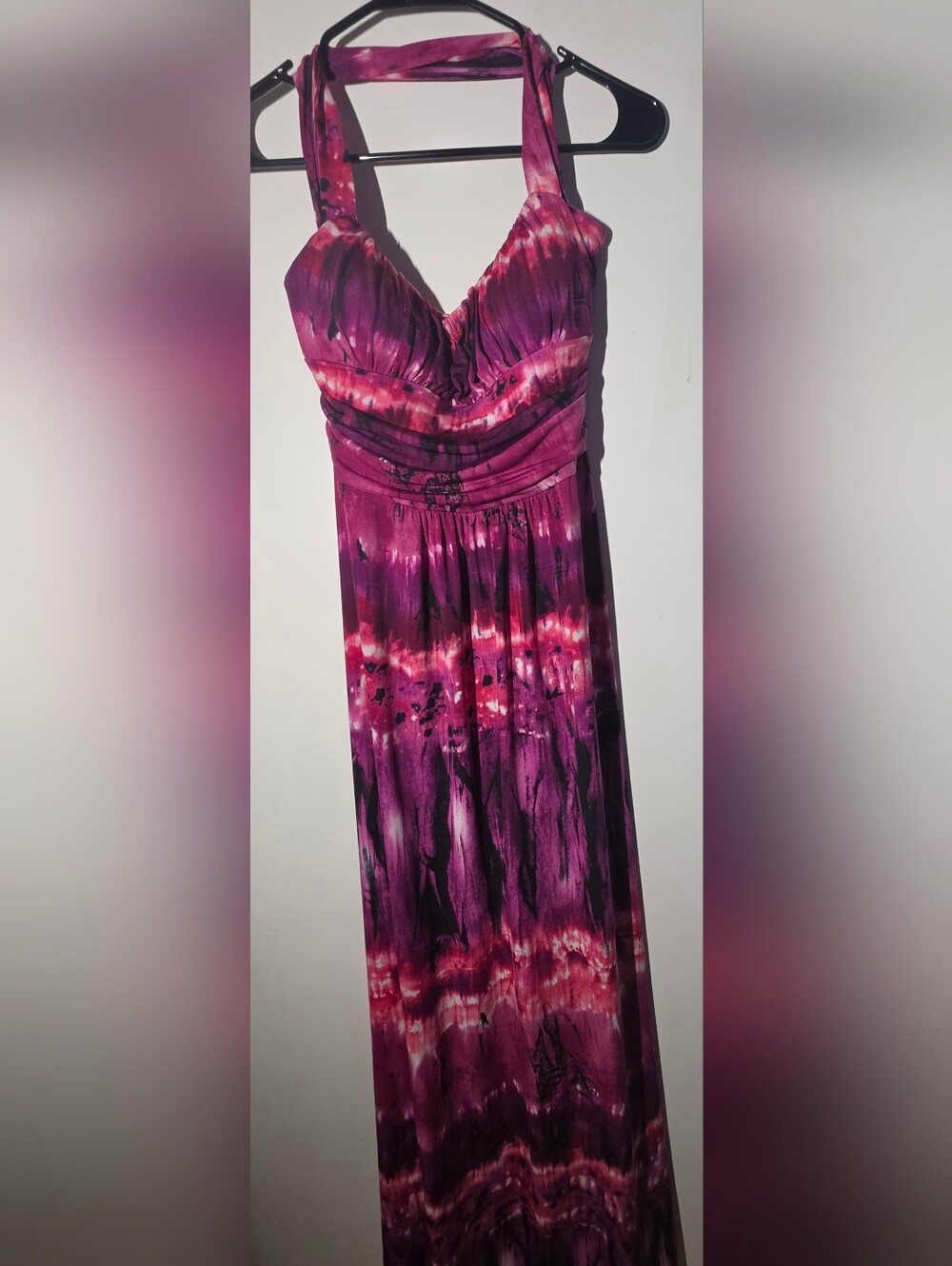 Bisou Bisou Pink and Purple Tie-Dye Halter Maxi Skirt